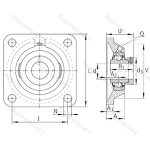 Подшипниковый узел шариковый радиальный RCJ 1-3/4