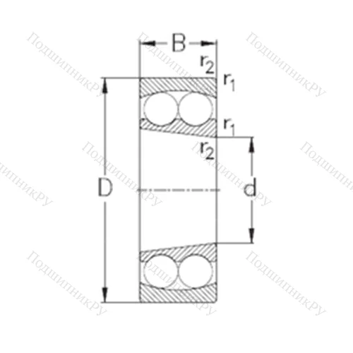 Подшипник шариковый радиальный самоцентрирующийся 2208-K