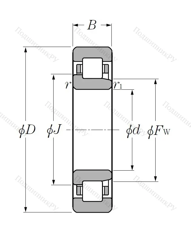 Роликовый цилиндрический подшипник NJ 313