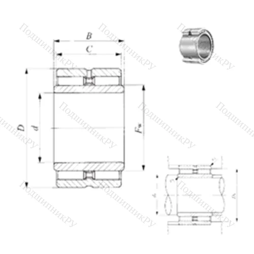 Подшипник игольчатый радиальный GBRI 183016
