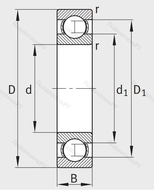 Однорядный шариковый подшипник 6220