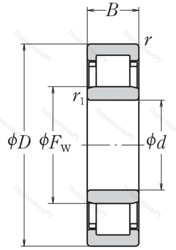 Роликовый цилиндрический подшипник NU 313 W C 3 от производителя  NSK