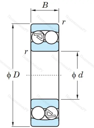 Двухрядный шариковый подшипник 1216 от производителя  KOYO