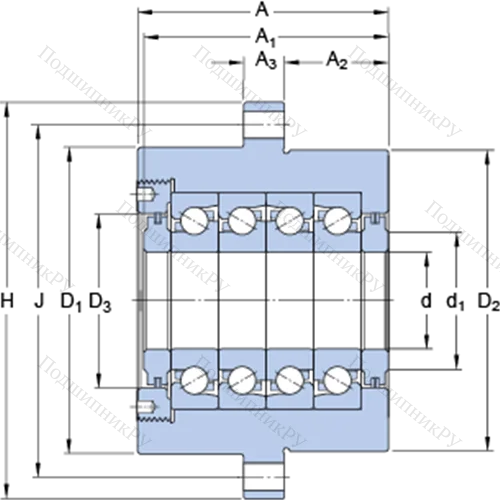 Прецизионные упорно-радиальные шарикоподшипники для винтовых передач, узел-картридж с фланцевым корпусом FBSA 206/QFC