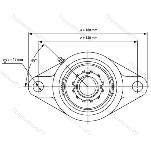 Подшипниковый узел UKFL 209+H 2309 - Вал: 40 мм