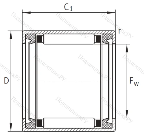 Игольчатый подшипник HK 2520 2RS от производителя  INA