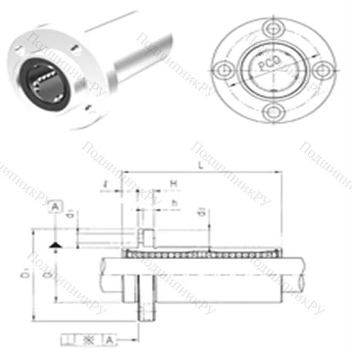 Подшипник шариковый линейный LMFP 10L