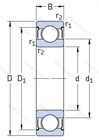 Однорядный шариковый подшипник W 6001 2Z в Астрахани