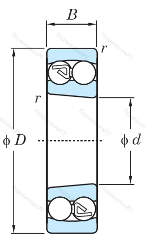 Двухрядный шариковый подшипник 1208 K от производителя  KOYO