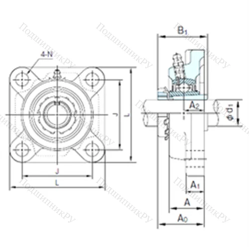 Подшипниковый узел шариковый радиальный UKFX 13+H 2313