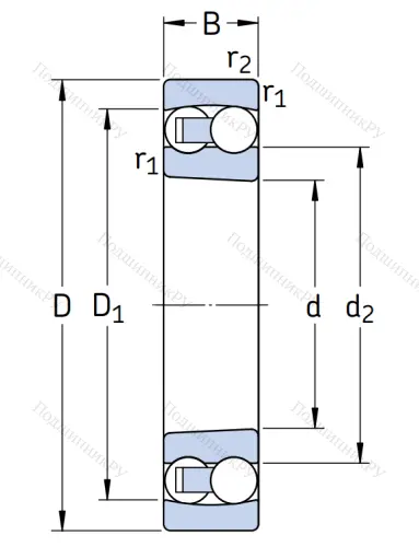 Двухрядный шариковый подшипник 2310 K от производителя  SKF