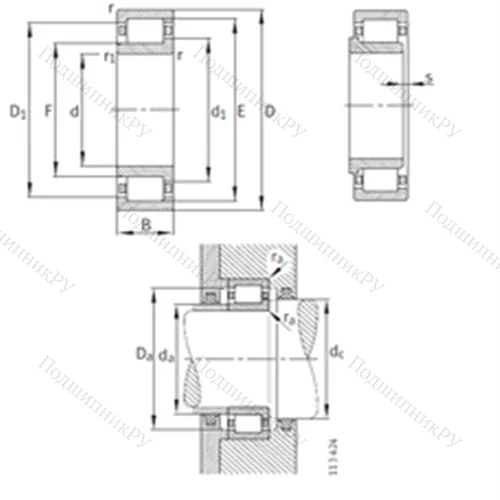 Подшипник роликовый радиальный NJ 252-E-M 1