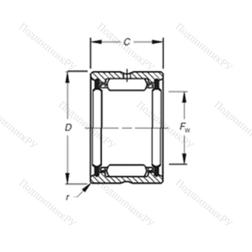Подшипник игольчатый радиальный HJ-243320,2RS