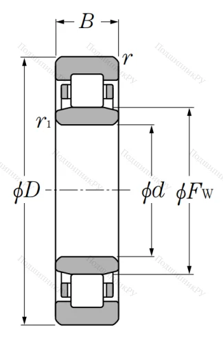 Роликовый цилиндрический подшипник NU 320 от производителя  NTN