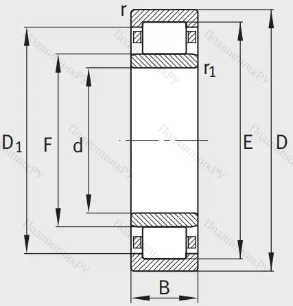 Роликовый цилиндрический подшипник NU 2210 E XL TVP 2