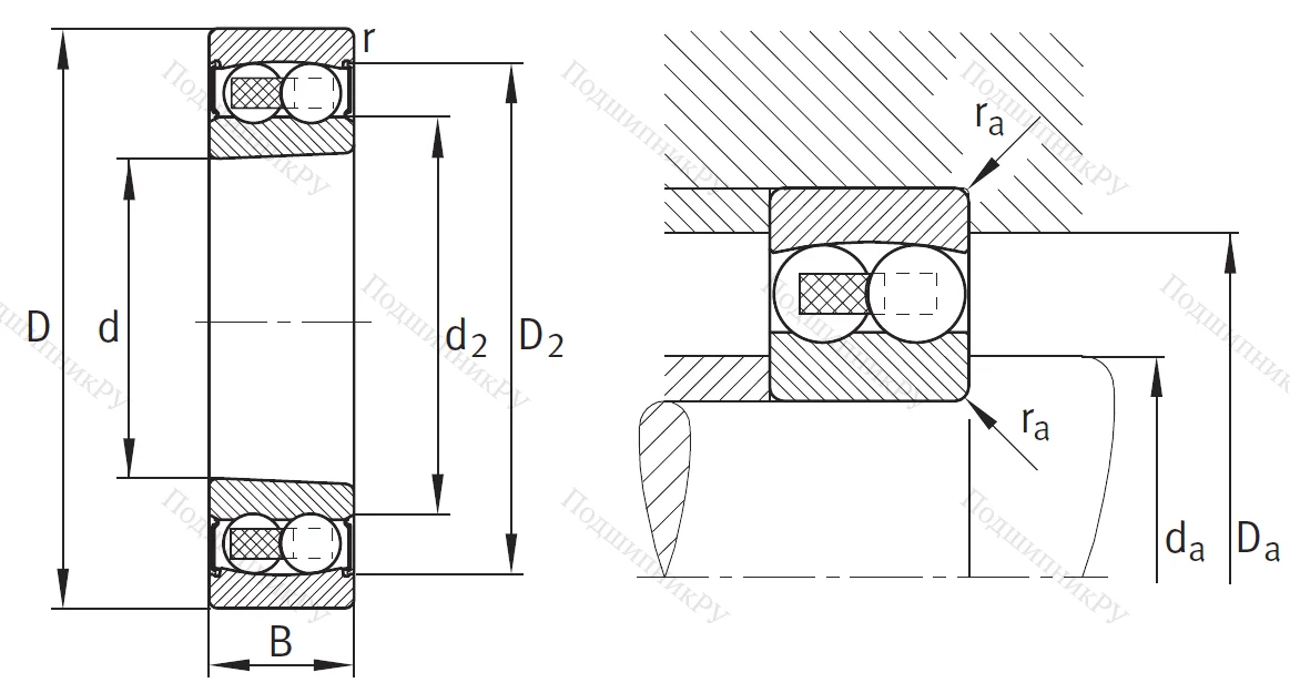 Двухрядный шариковый подшипник 2209 K 2RS TVH C 3