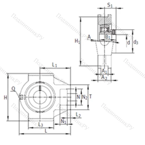 Подшипниковый узел шариковый радиальный PTUE 30