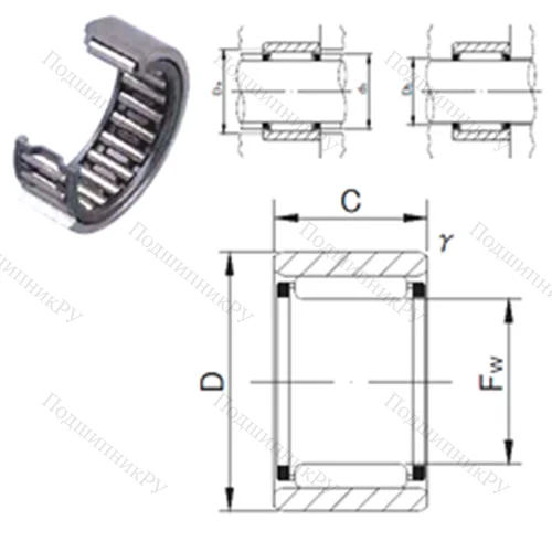 Подшипник игольчатый радиальный RNAF 172513