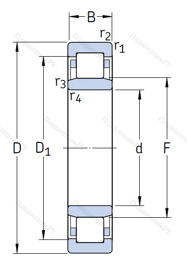 Роликовый цилиндрический подшипник NU 212 ECP