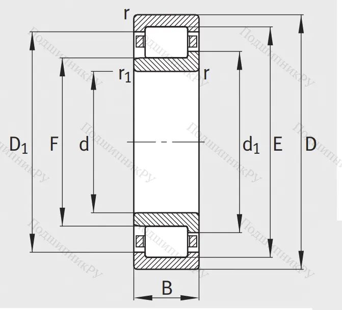 Роликовый цилиндрический подшипник NJ 2207 E XL TVP 2