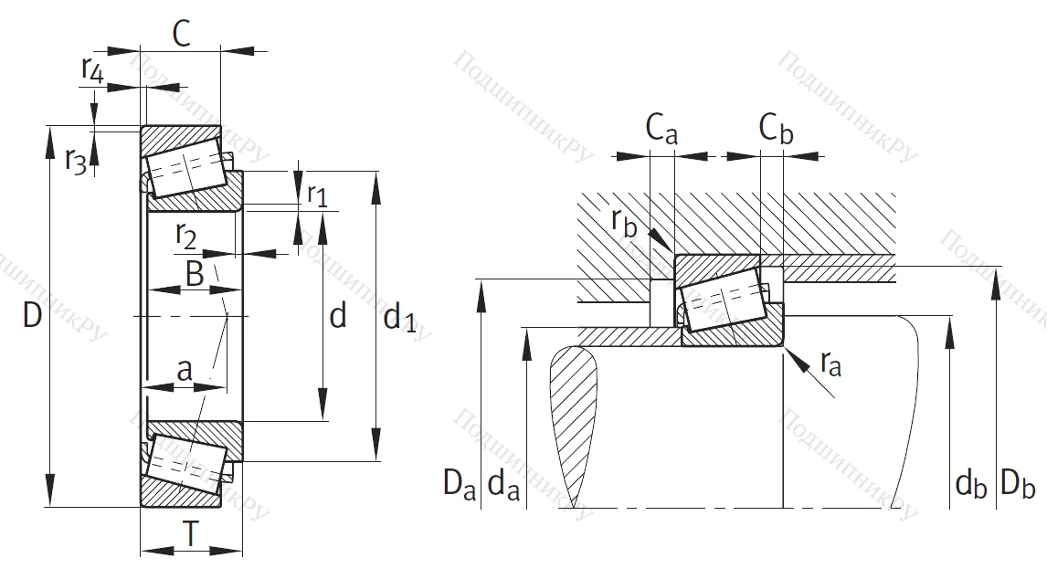 Конический роликовый подшипник 32026 X