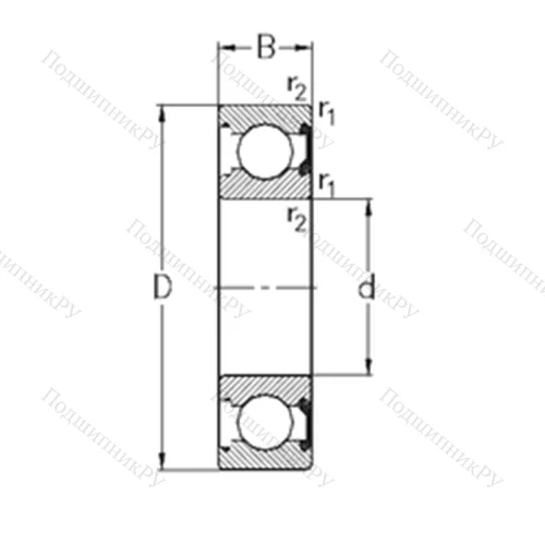 Подшипник шариковый радиальный 627-2RSR