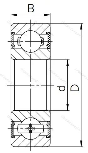 Шариковый однорядный подшипник 180301 (6301 2RS)