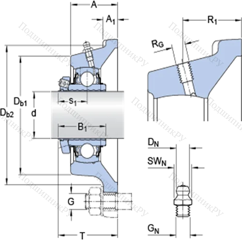 Фланцевые подшипниковые узлы типа Y (корпус типа Y-TECH, квадратный фланец, крепление стопорными винтами) FY 2.7/16 LF/AH