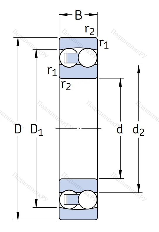 Двухрядный шариковый подшипник 2211 ETN 9