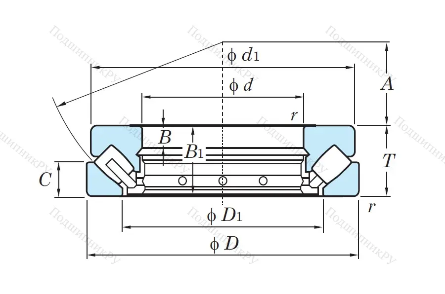 Упорный роликовый подшипник 29416 R FY