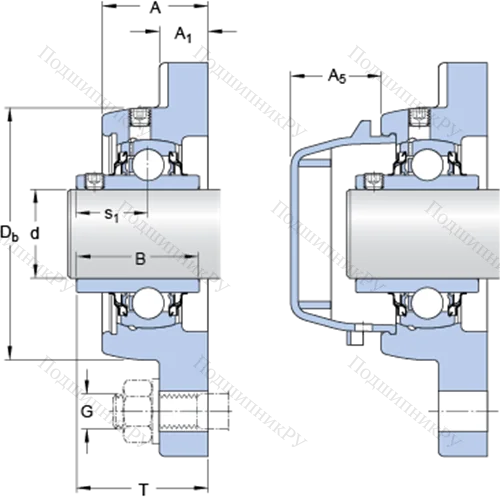 Фланцевые подшипниковые узлы типа Y (корпус типа Y-TECH, квадратный фланец, крепление стопорными винтами) FYWR 1.1/4 AYTHR