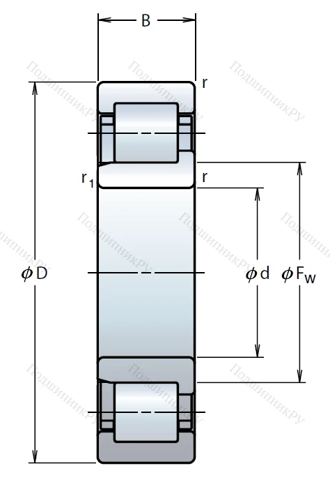 Роликовый цилиндрический подшипник NJ 208 ET