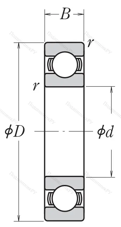Однорядный шариковый подшипник 6222 CM