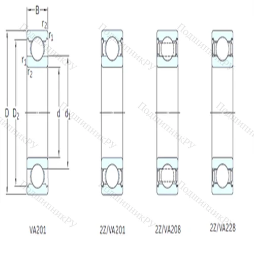 Подшипник шариковый радиальный 6201/VA 201