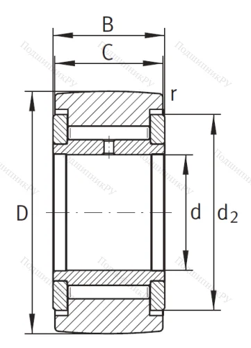 Игольчатый подшипник NATV 6 от производителя  INA