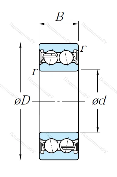 Двухрядный шариковый подшипник 5205 2RS