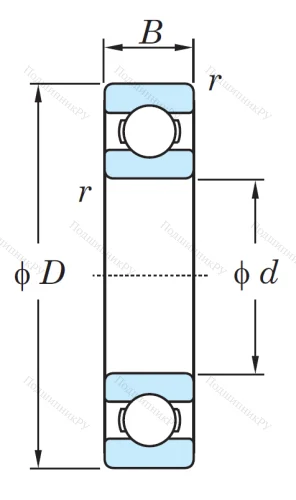Однорядный шариковый подшипник 16008 от производителя  KOYO