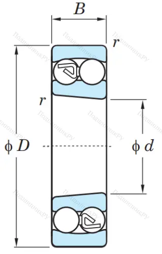 Двухрядный шариковый подшипник 1216 K от производителя  KOYO
