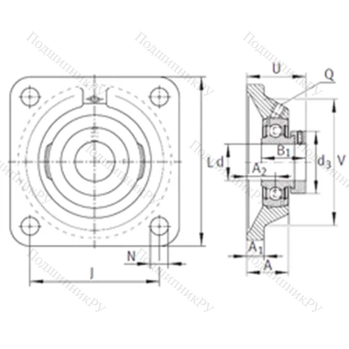 Подшипниковый узел шариковый радиальный PCJ 1-1/4