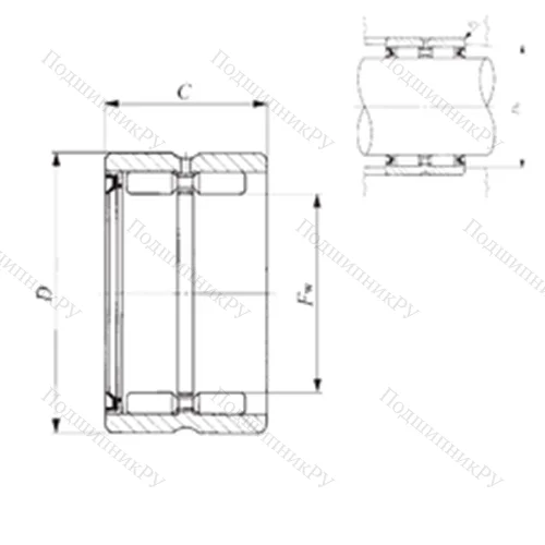 Подшипник игольчатый радиальный GBR 526828 U