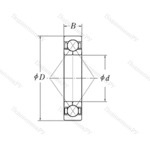 Подшипник шариковый радиально-упорный с четырёхточечным контактом QJL 2.1/4
