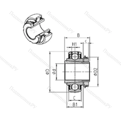 Подшипник шариковый радиальный UK 213+H-36