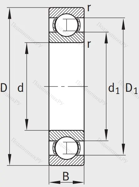 Однорядный шариковый подшипник 6030