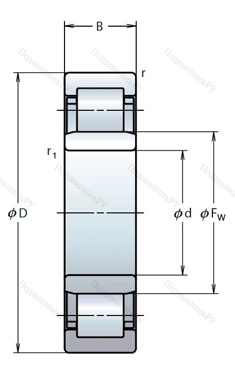 Роликовый цилиндрический подшипник NU 211 EW C 3