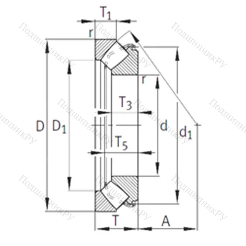 Подшипник роликовый упорно-радиальный 29438-E 1