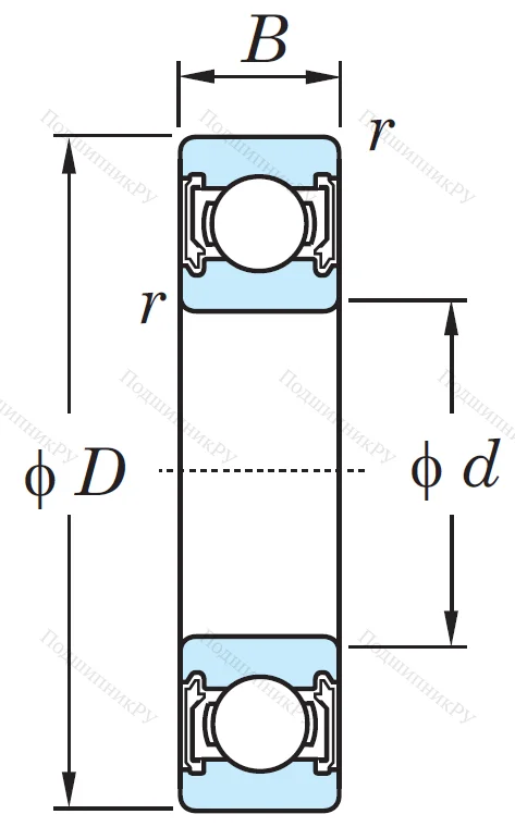 Однорядный шариковый подшипник 6011 2RU CM