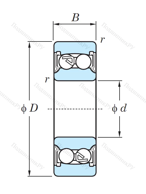 Двухрядный шариковый подшипник 2209 2RS