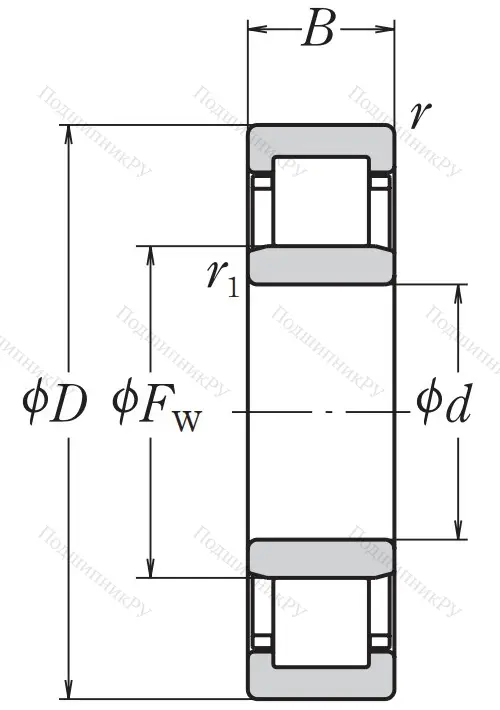 Роликовый цилиндрический подшипник NU 313 W C 3