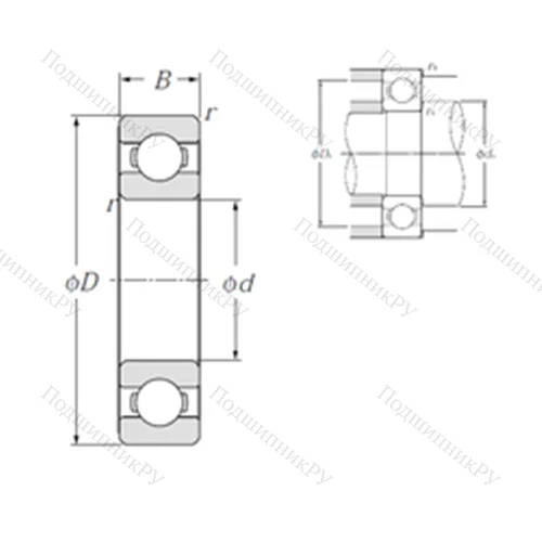 Подшипник шариковый радиальный 6801
