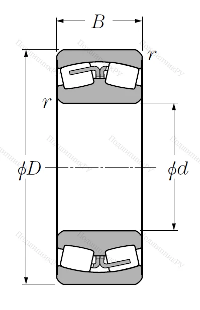 Сферический роликовый подшипник 22220 B (EA) D 1